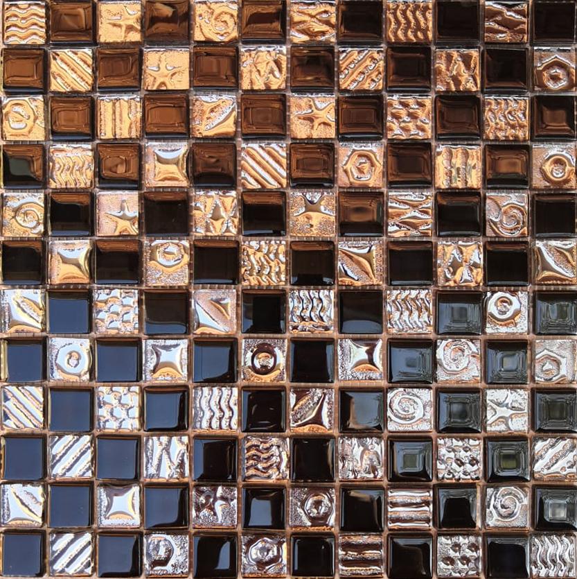 Мозаика 2169 шахматка черный-платина рисунок 23х23	 ZZ|30х30