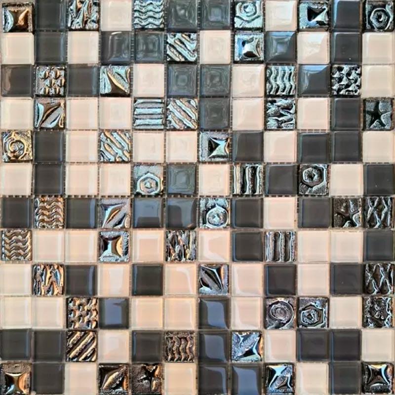 Мозаика 2355 микс белый-серый-платина рисунок 23х23  ZZ|30х30