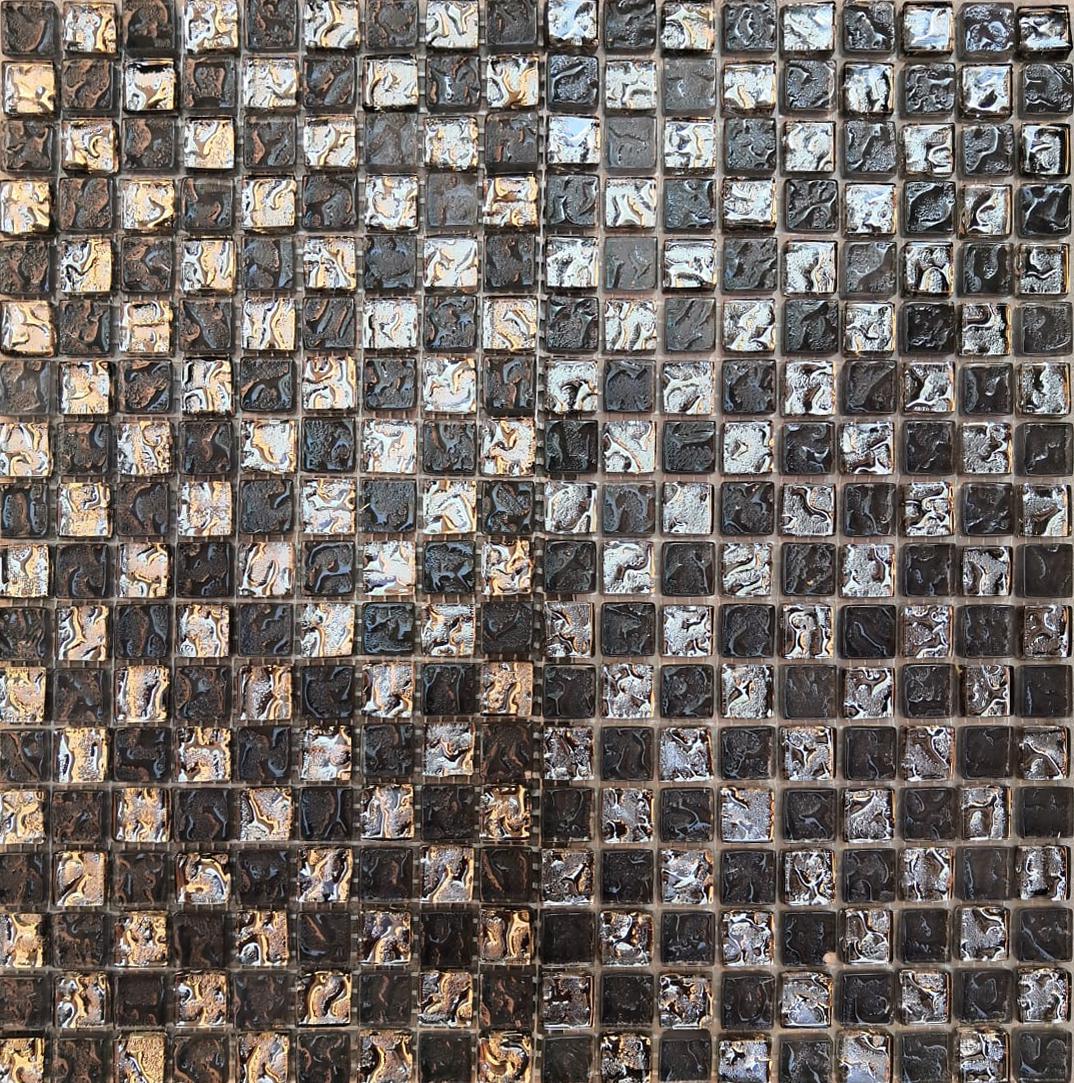 Мозаика 647 шахматка серая рифленая - платина  ZZ|30х30