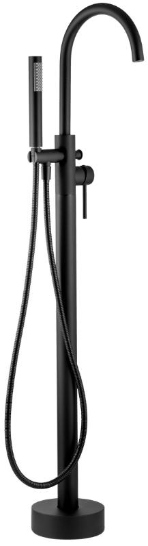 Смеситель для ванны, напольный, душ гарнтитур, встр.часть в компл, (цв.черный матовый), Spira ZZ