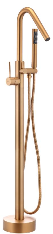 Смеситель для ванны, напольный, душ гарнтитур, встр.часть в компл, (цв.золото), Select ZZ