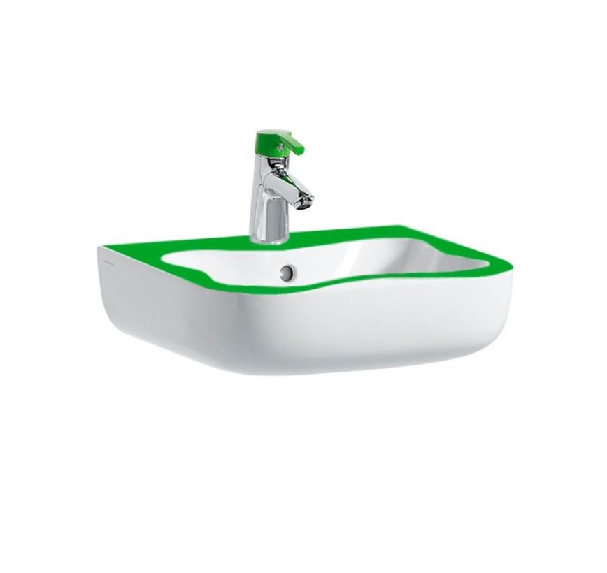 Раковина 45х41см, подвесная, с 1 отв.д/смесит., с переливом, без крепл., (цв.зеленый/белый), Flora Kids ZZ