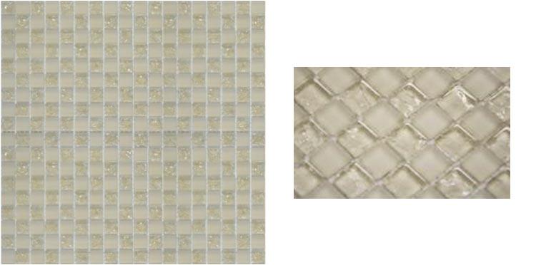 Мозаика Glass 523 шахматка бежевый колотый - бежевый матовый ZZXX|30х30