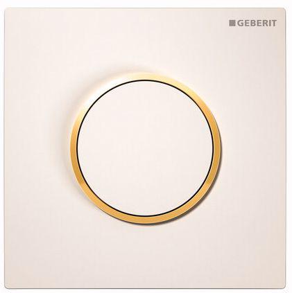 Клавиша смыва монтажного элемента для писсуара,  (рамка белая., кольцо позолота, клавиша белая) пластик "Sigma 10" ZZ