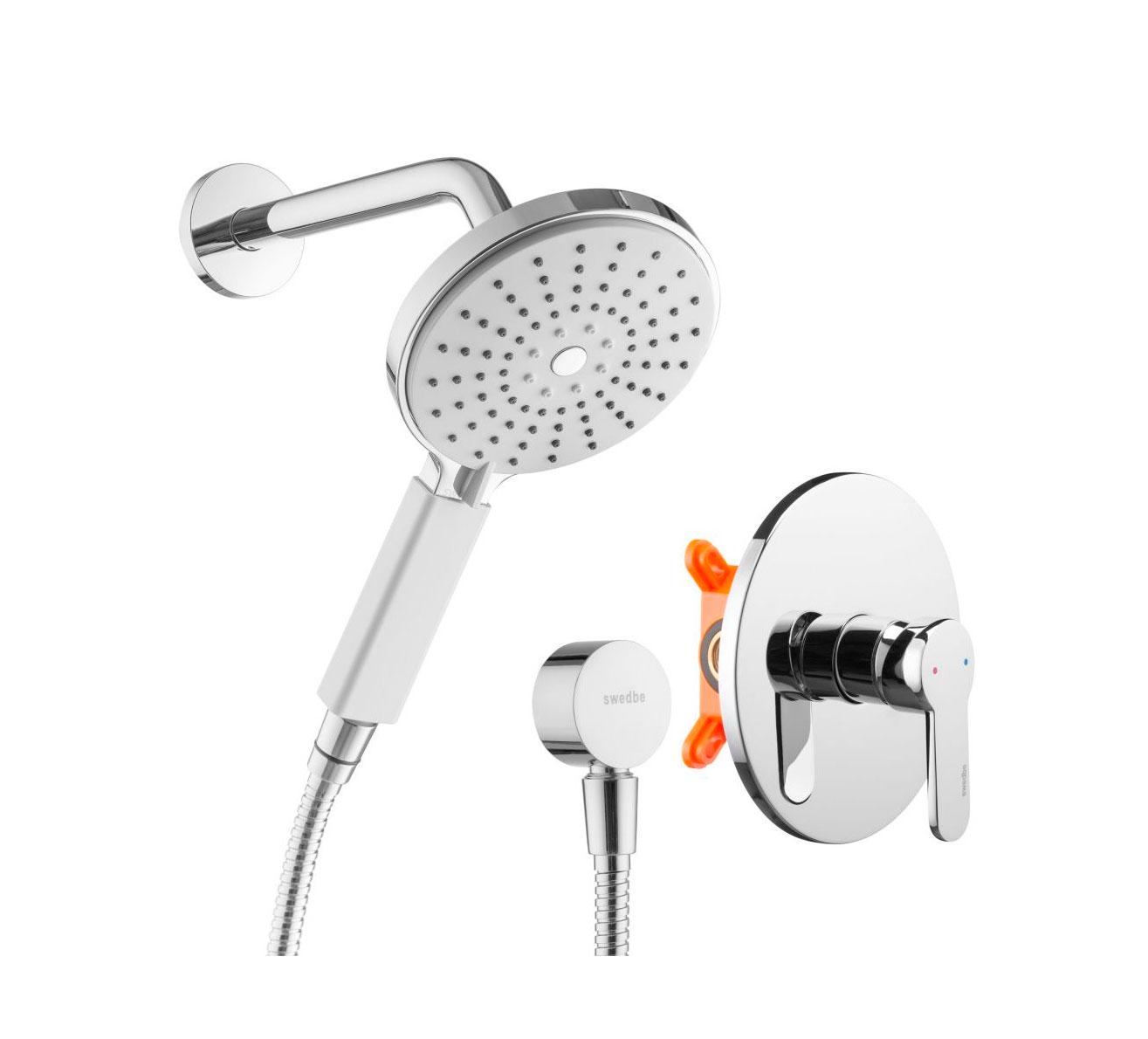 Душевой набор: смеситель встраив. в стену с внутр.частью, ручной душ, шланг 1,75м, кронштейн, шланговое подсоединение, (цв.хром), Platta ZZ