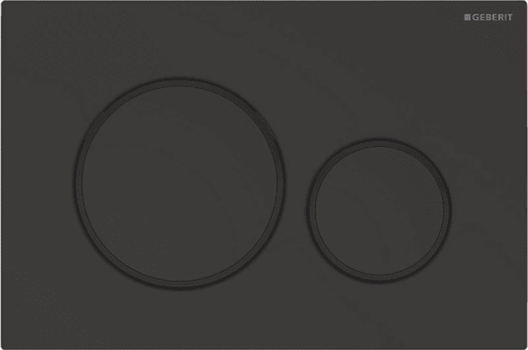 Клавиша двойного смыва, (панель и клавиши цв.черный матовый лак легко чистящееся покрытие, кольца цв.черный), Sigma20 ZZ