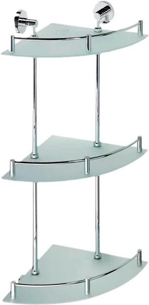 Полка для ванной тройная 270x270xh660мм, (полки стекло мат., / держат.цв. хром), Omega ZZ