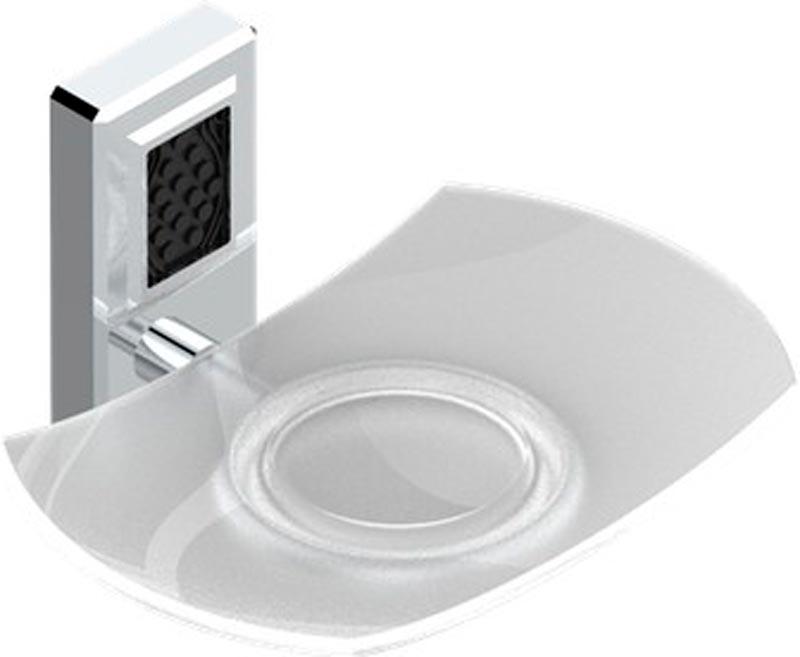 Мыльница настенная (стекло, держатель цв.хром, вставка черного хрусталя Lalique), Metropolis Black Cristal ZZ