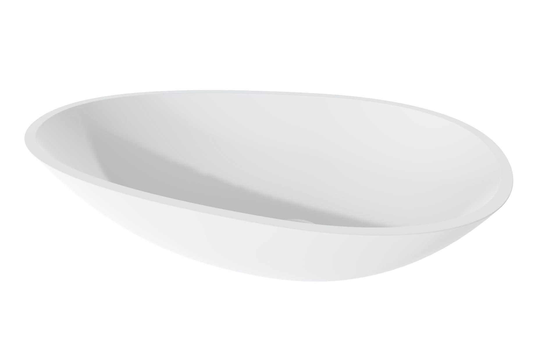 Раковина накладная на столешн., овальная, 575х345хh85мм, без отв.д/смес,без перелива,литой камень S-Sense, глянец цв.белый, Callista 02 ZZ