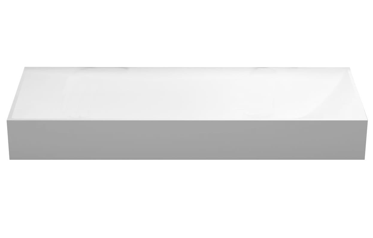 Раковина накладная на стол., прямоуг. 1200х450хh130мм, без отв.д/смес, без перелива ( литой камень S-Stone, поверхн.матовая цв.белый), Sonata ZZ