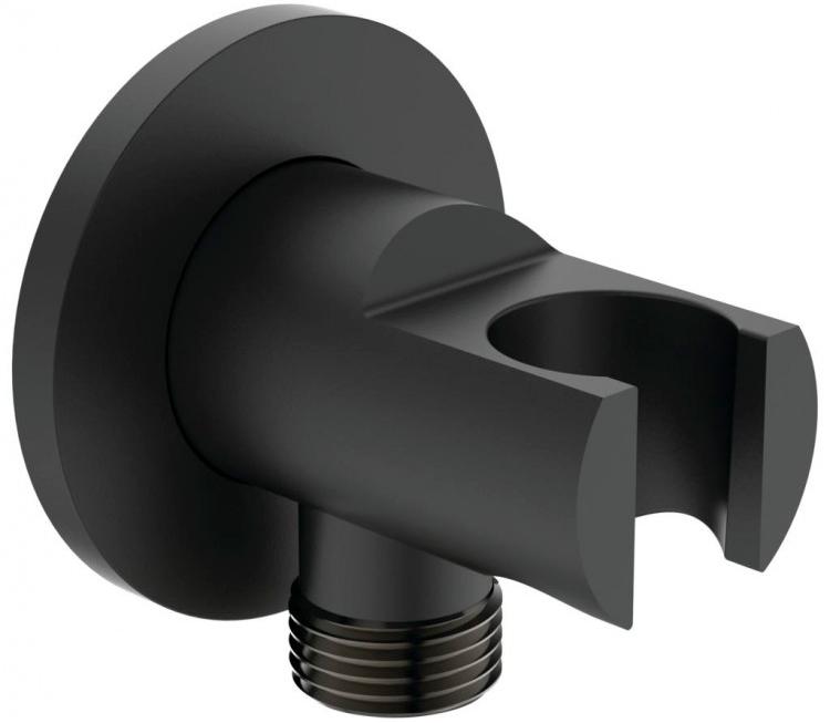 Кронштейн для ручного душа, совмещ. с подводом воды 1/2, (цв.черный матовый), IdealRain ZZ