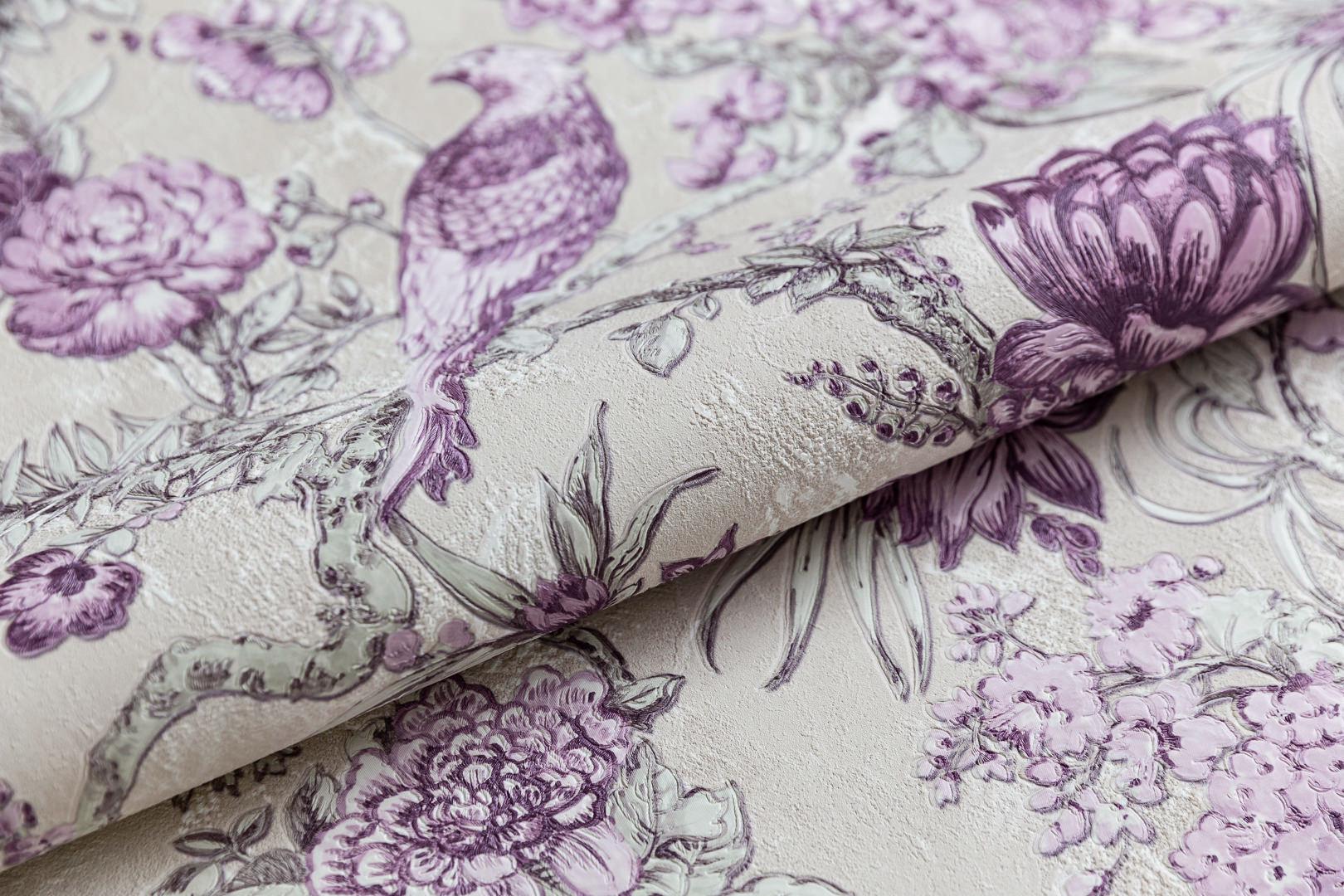 Обои виниловые Азулежу мотив, бежево-фиолетовый ZZ