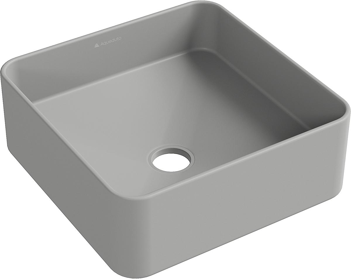 Раковина накладная на столешницу, квадрат, 370x370хh135мм, без отв.д/смесит., без перелива, (цв.серый матовый), Espiral ZZ