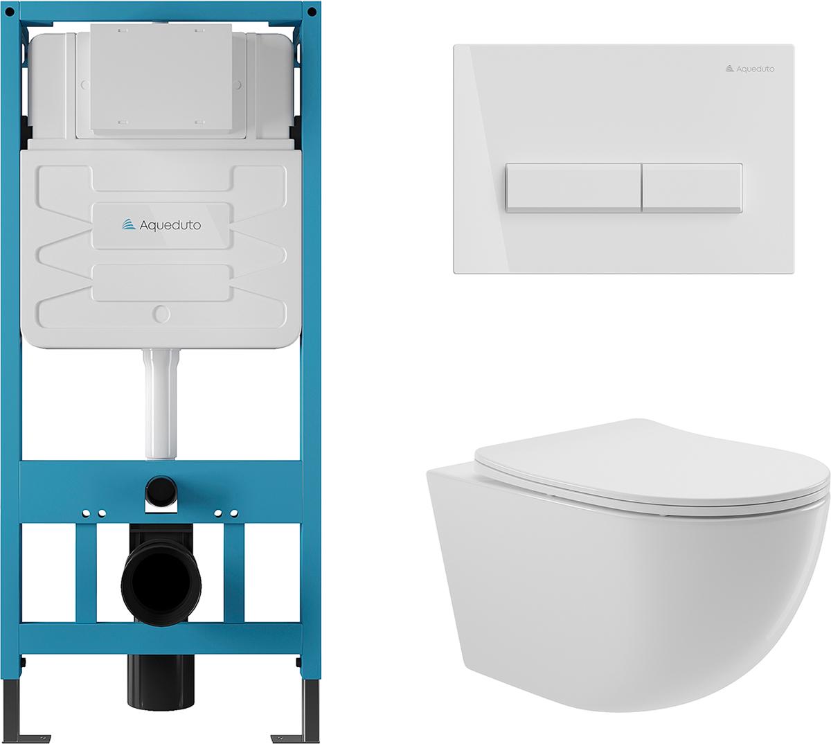Компл.: унитаз подвесн.,безободк.,525х360мм,цв.белый глянц., сиденье с микролиф,,инстал. д/унит., крепёж, клавиша смыва Retangulo цв.белый гл., Ovo ZZ