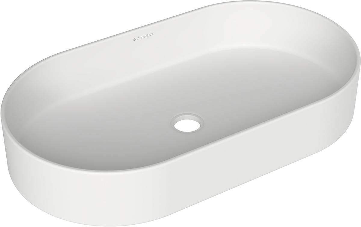 Раковина накладная на столешницу, овальная, 600x390хh120мм, без отв.д/смесит., без перелива, (цв.белый матовый), Espiral