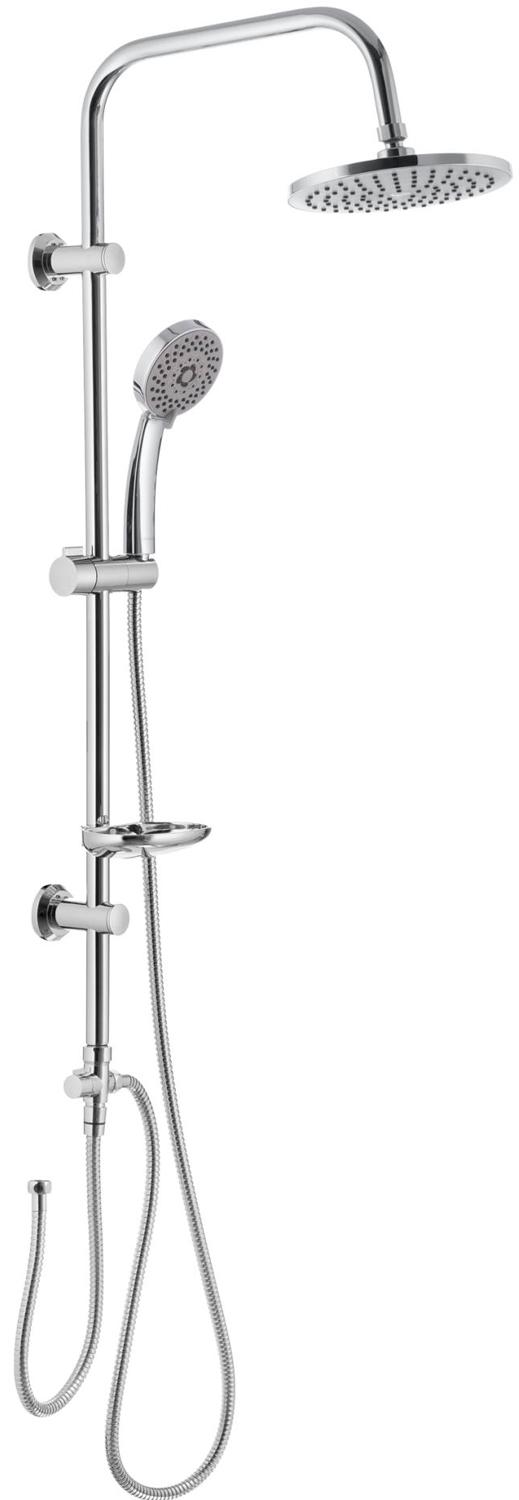 Душевой гарнитур: верхний душ 20см, ручной душ, стойка, шланги, мыльница в компл., (цв.хром), 800 ZZ