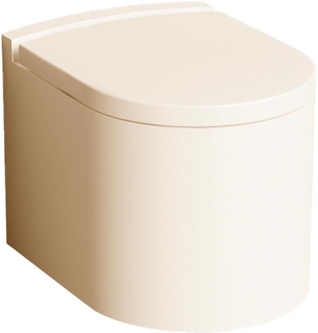 Унитаз подвесной 527х410х422мм, без крышки, внутр.основа керамика цв.белый, внешн.часть литой камень S-Stone, мат,цв.RAL1014, Gemelli ZZ