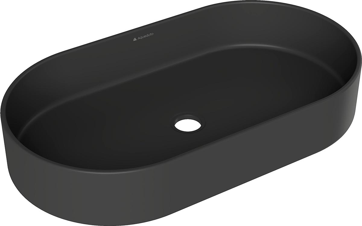 Раковина накладная на столешницу, овальная, 600x390хh120мм, без отв.д/смесит., без перелива, (цв.черный матовый), Espiral