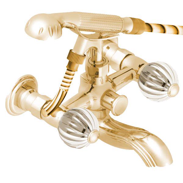 Смеситель для ванны, шланг, лейка в компл., (цв. золото (Dore)) Mandarine cristal clair ZZ