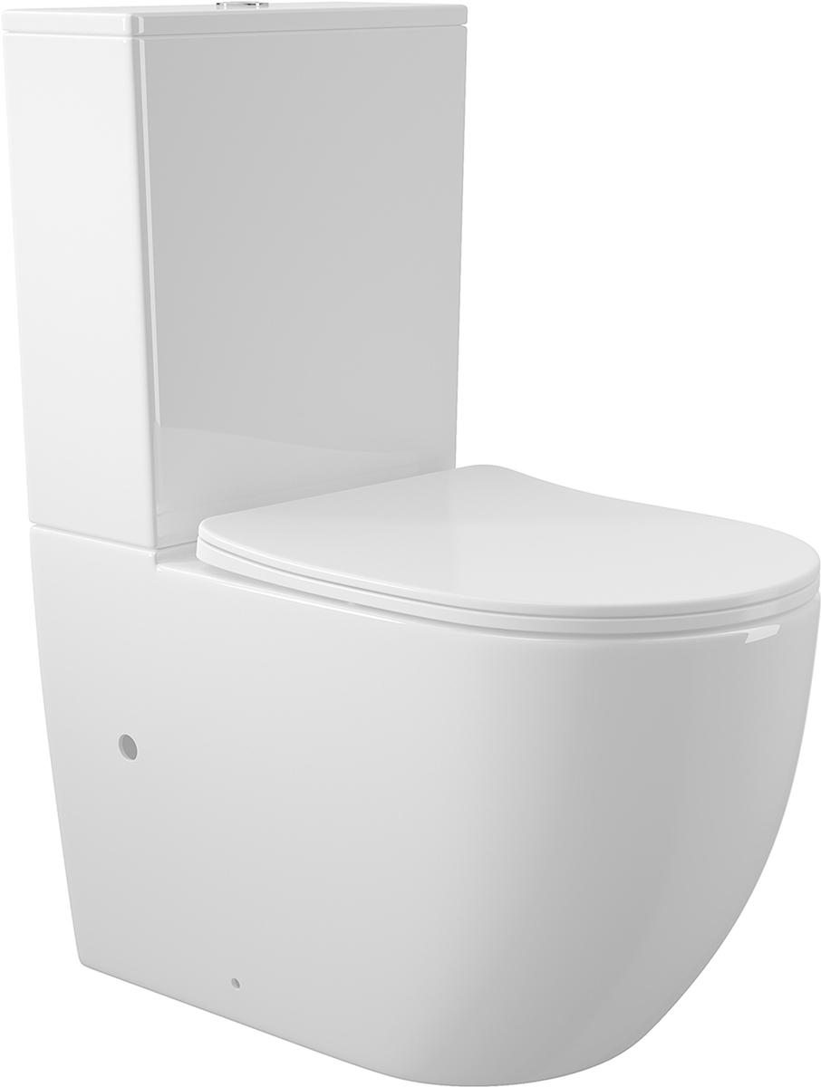 Унитаз-компакт напольный, безободковый, с бачком, 630х385мм, сиденье с микролифтом, крепеж в компл, (цв.белый глянц.), Ovo ZZ