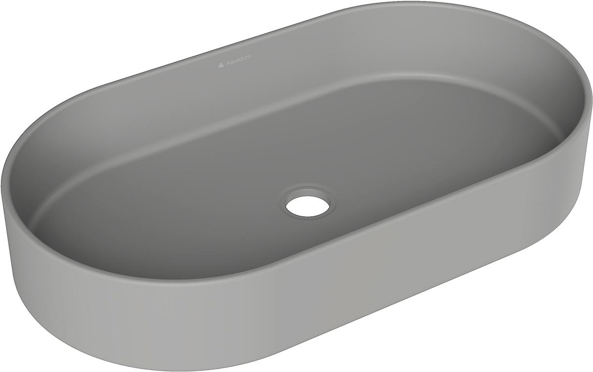 Раковина накладная на столешницу, овальная, 600x390хh120мм, без отв.д/смесит., без перелива, (цв.серый матовый), Espiral ZZ
