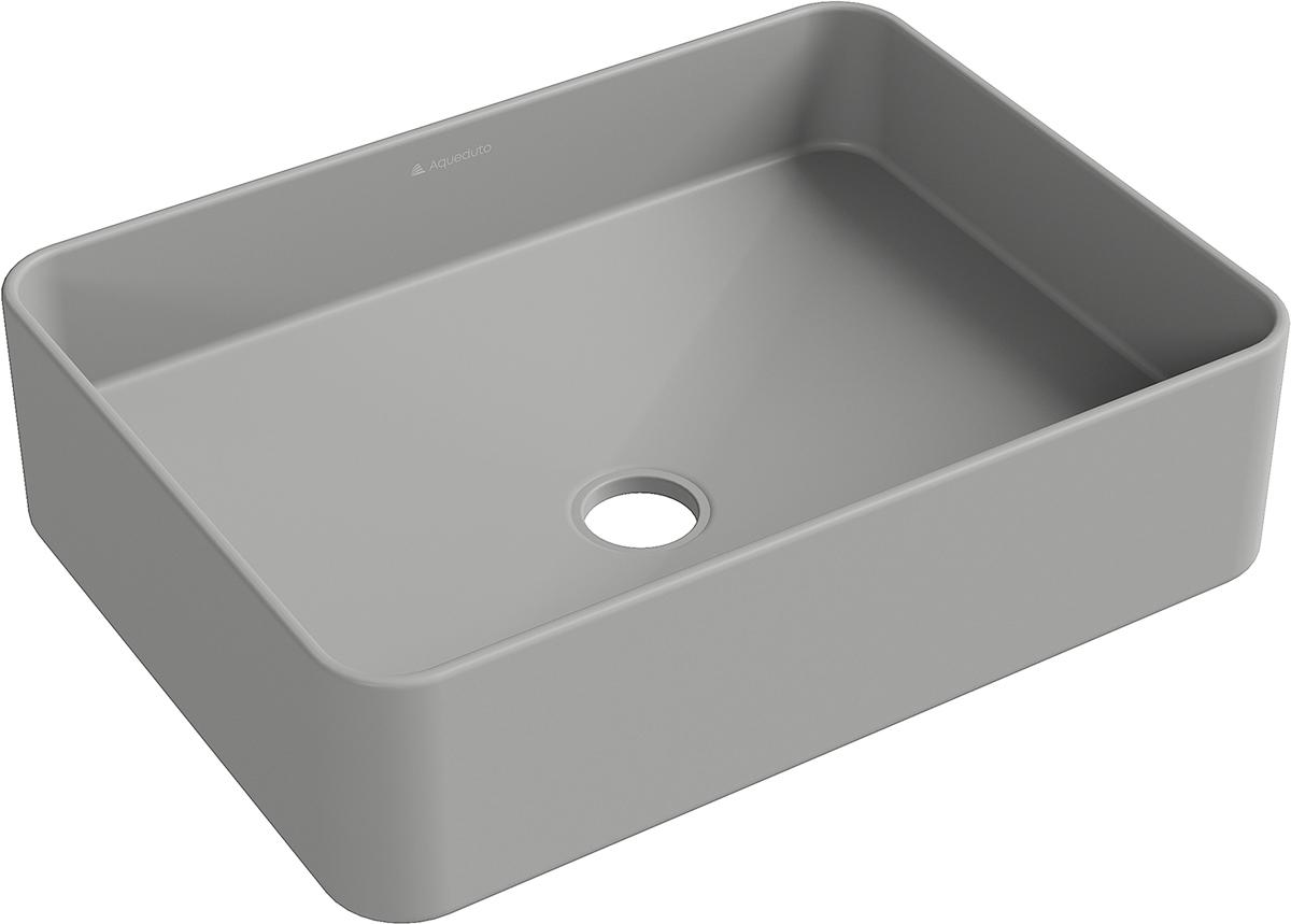 Раковина накладная на столешницу, прямоуг, 500x370хh135мм, без отв.д/смесит., без перелива, (цв.серый матовый), Espiral