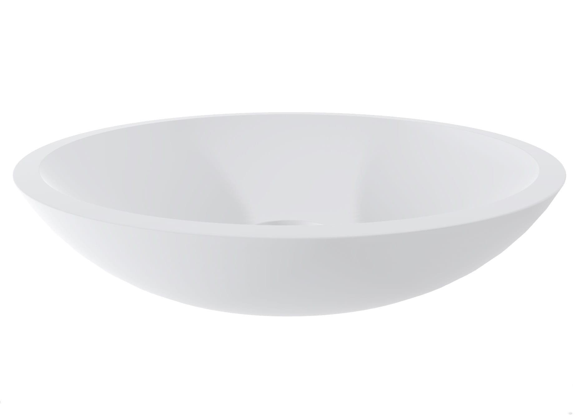 Раковина накладная на столешн., круглая 370х370хh85мм, без отв.д/смес, без перелива, литой камень S-Sense глянец цв. белый, Callista 05 ZZ