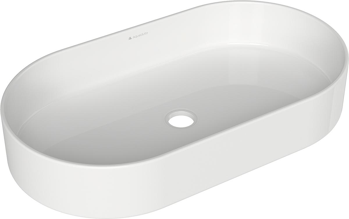 Раковина накладная на столешницу, овальная, 600x390хh120мм, без отв.д/смесит., без перелива, (цв.белый глянец), Espiral