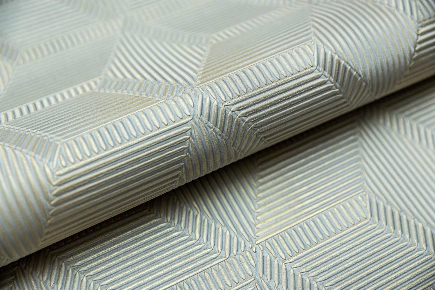 Обои виниловые Геометрия, мотив, голубой-золото ZZ