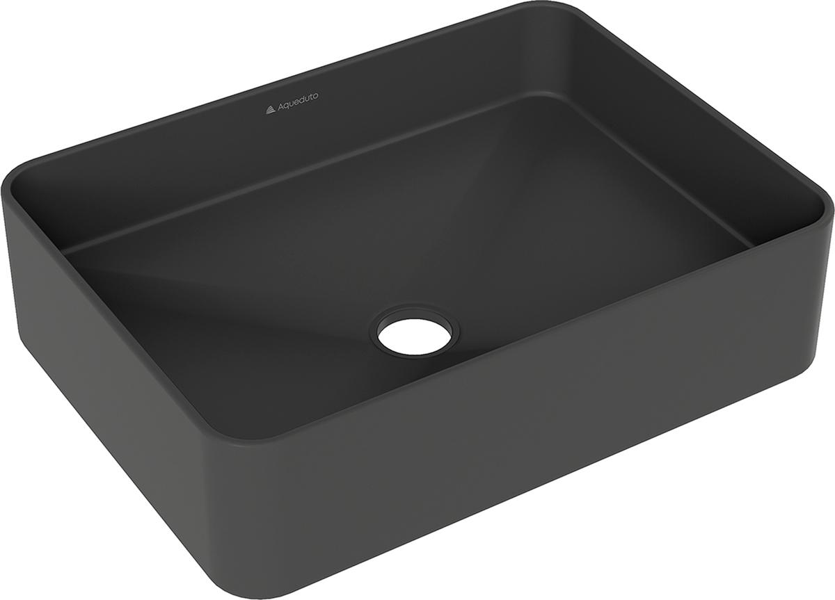 Раковина накладная на столешницу, прямоуг, 500x370хh135мм, без отв.д/смесит., без перелива, (цв.черный матовый), Espiral