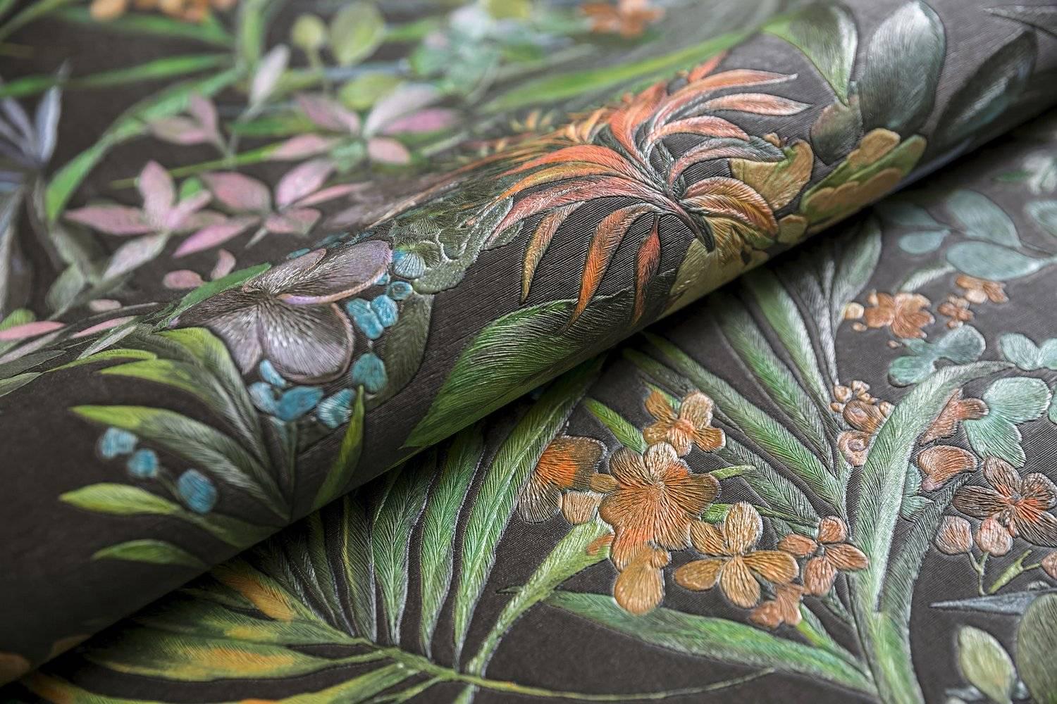 Обои виниловые Джангл мотив, чёрный цветной ZZ