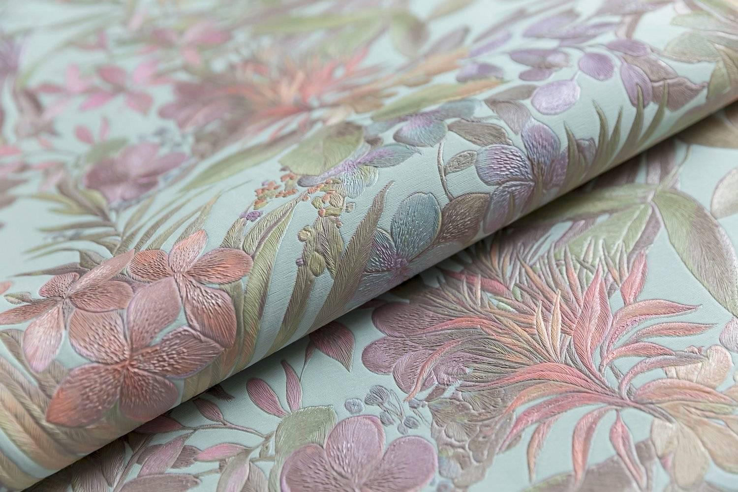 Обои виниловые Джангл мотив, голубой цветной ZZ