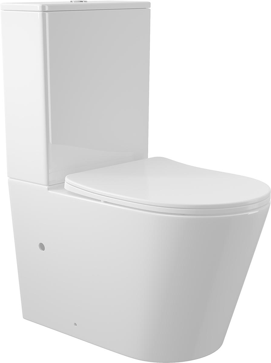 Унитаз-компакт напольный, безободковый, с бачком, 630х385мм, сиденье с микролифтом, крепеж в компл, (цв.белый глянц.), Cone