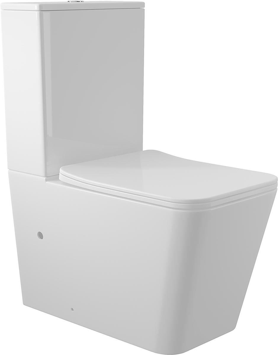 Унитаз-компакт напольный, безободковый, с бачком, 635х385мм, сиденье с микролифтом, крепеж в компл, (цв.белый глянц.), Macio