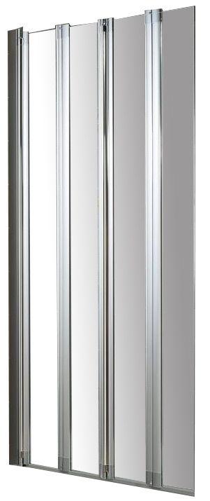 Шторка для ванны из 4-х складных панелей, крепления справа/слева, 850хh1500мм, (стекло прозрачное 5мм), Connect ZZ