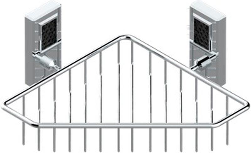 Полочка настенная угловая решетчатая 200х200мм (цв.хром, вставки черного хрусталя Lalique), Metropolis Black Cristal ZZ