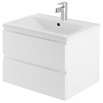 Тумба под раковину 60х46хh50см, два выдвижных ящика, (меламин + МДФ, цв.белый), Look ZZ