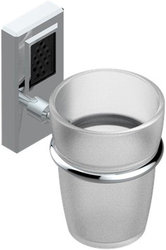 Стакан настенный (стекло, держатель цв.хром, вставка черного хрусталя Lalique), Metropolis Black Cristal ZZ