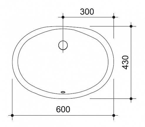 Умывальник Caprigo под столешницу 600/430/215мм без отверстия под смеситель керамика белый ZZ