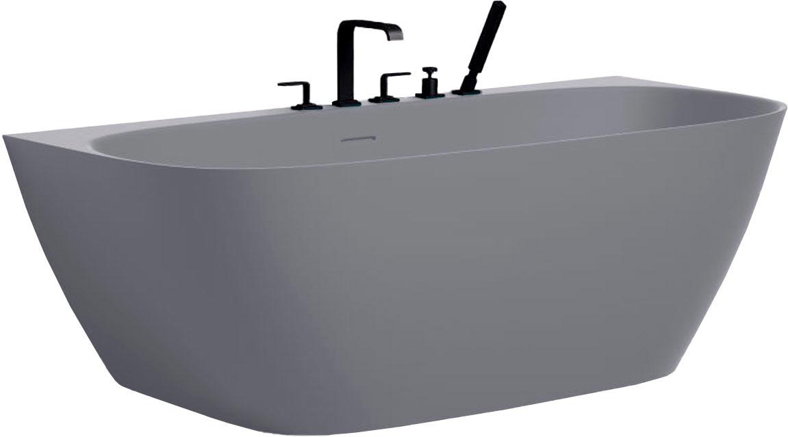 Ванна 1800х850хh610мм,пристенная,литой каменьS-Stone мат.цв.RAL 7004, д/к Up&Down в цвет, интегр.слив-пер,рама в компл,+4 отв под смесSofia Wall180 ZZ