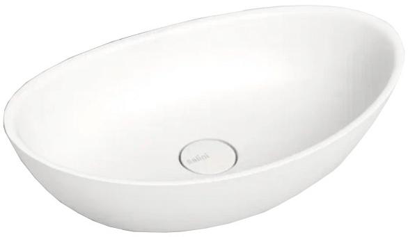 Раковина накладн. на столешн,овал.555х340хh150мм,без отв.д/смес,без перелива,литой камень S-Stone, матов цв.RAL9011 снаружи, Noemi