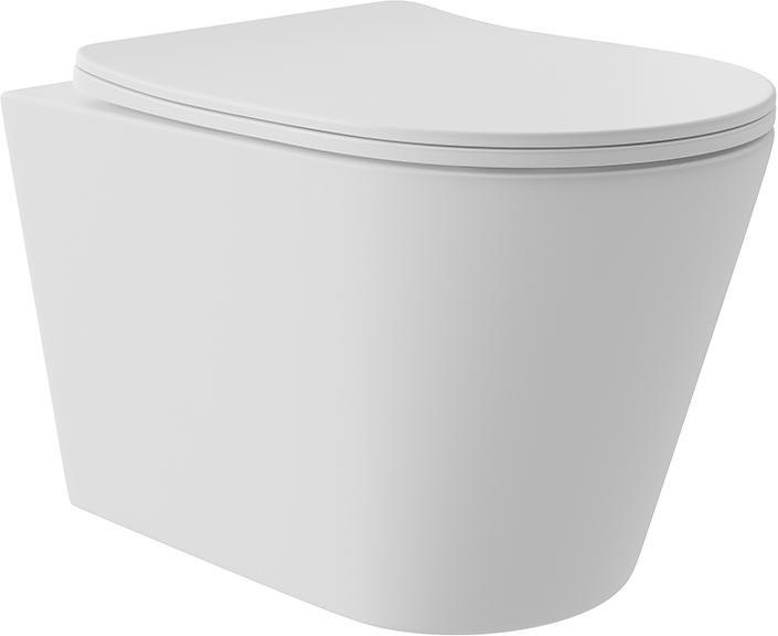 Унитаз подвесной 520х365мм, безободковый, смыв Tornado, сиденье с микролифтом, крепёж в компл., (цв.белый матовый), Cone Plus ZZ