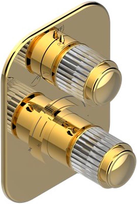 Смеситель-термостат для душа, встр. в стену, с перекл. на 2 потреб.(внешняя часть БЕЗ внутр. арт. 5500А), (цв. золото (Dore)) Jaipur Aragonite ZZ