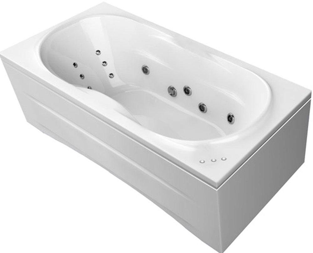 Ванна с гидромассаж., аэромас., массаж спины., 180х80х63см, на раме, фронт панель, слив/перелив в компл., электр/кноп GNT (фурн/хром), Demetra ZZ