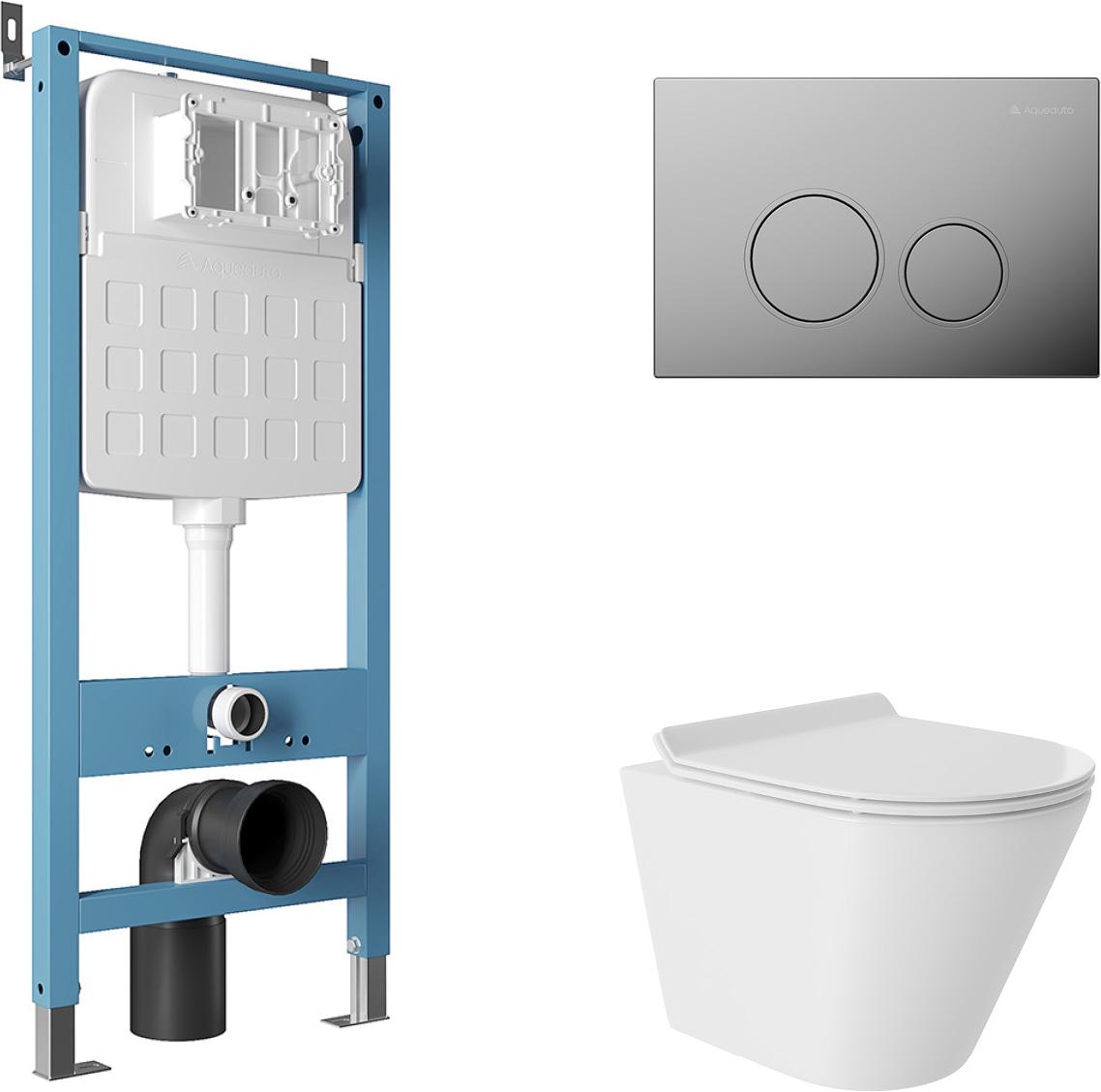Компл.: унитаз подв.,безободк,Tornado 480х360мм,цв.белый гл, сиденье с микролиф,,инстал. д/унит., крепёж, клавиша смыва Circulo цв.хром, Cone ZZ