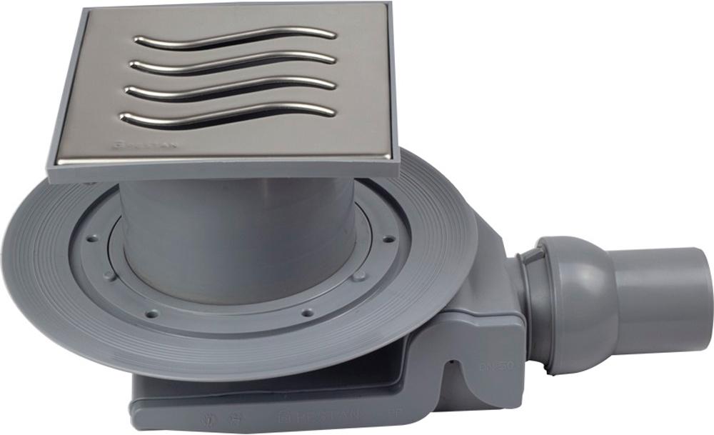 Трап для душа, выпуск гориз.d50мм, (пластик, решетка нерж.сталь), Confluo Standard 15Х15 Tide1