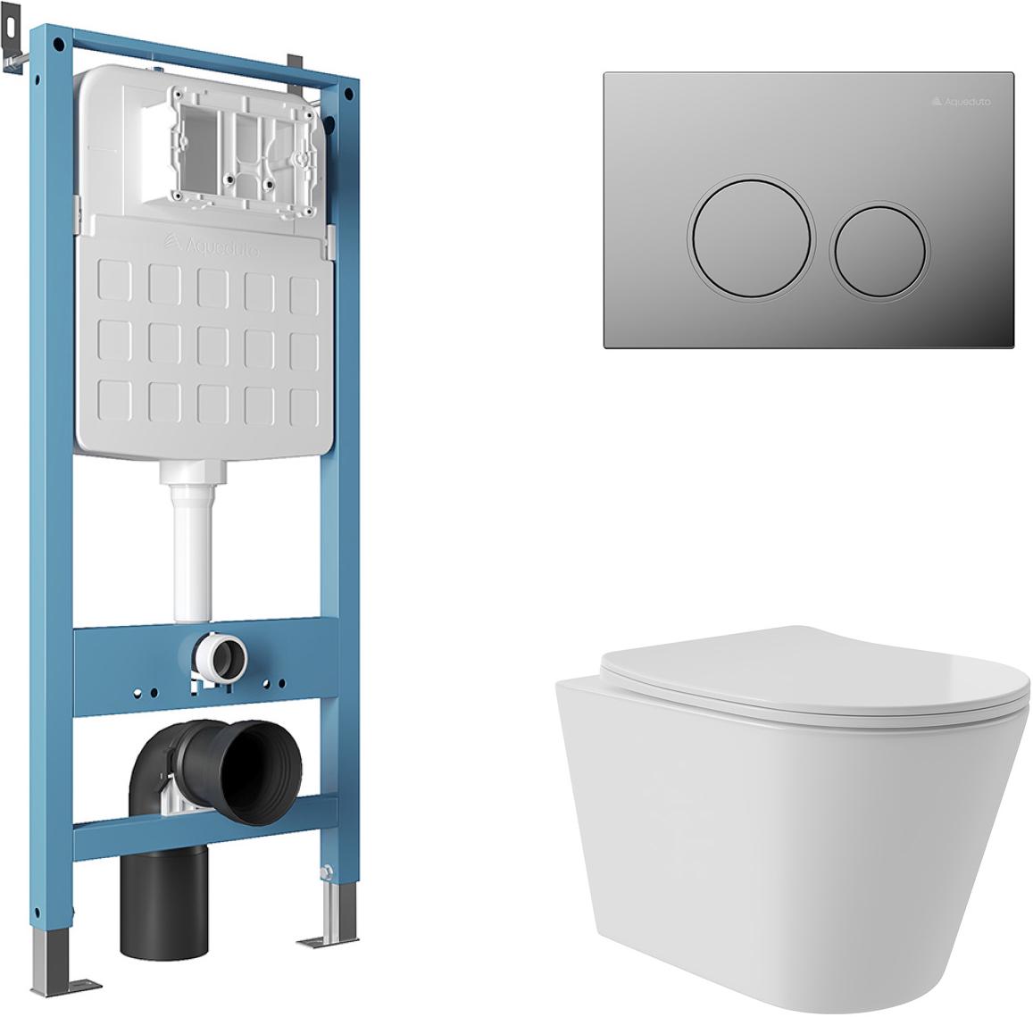Компл.: унитаз подв.,безободк,Tornado 520х365мм,цв.белый гл, сиденье с микролиф,,инстал. д/унит., крепёж, клавиша смыва Circulo цв.хром, Cone Plus ZZ
