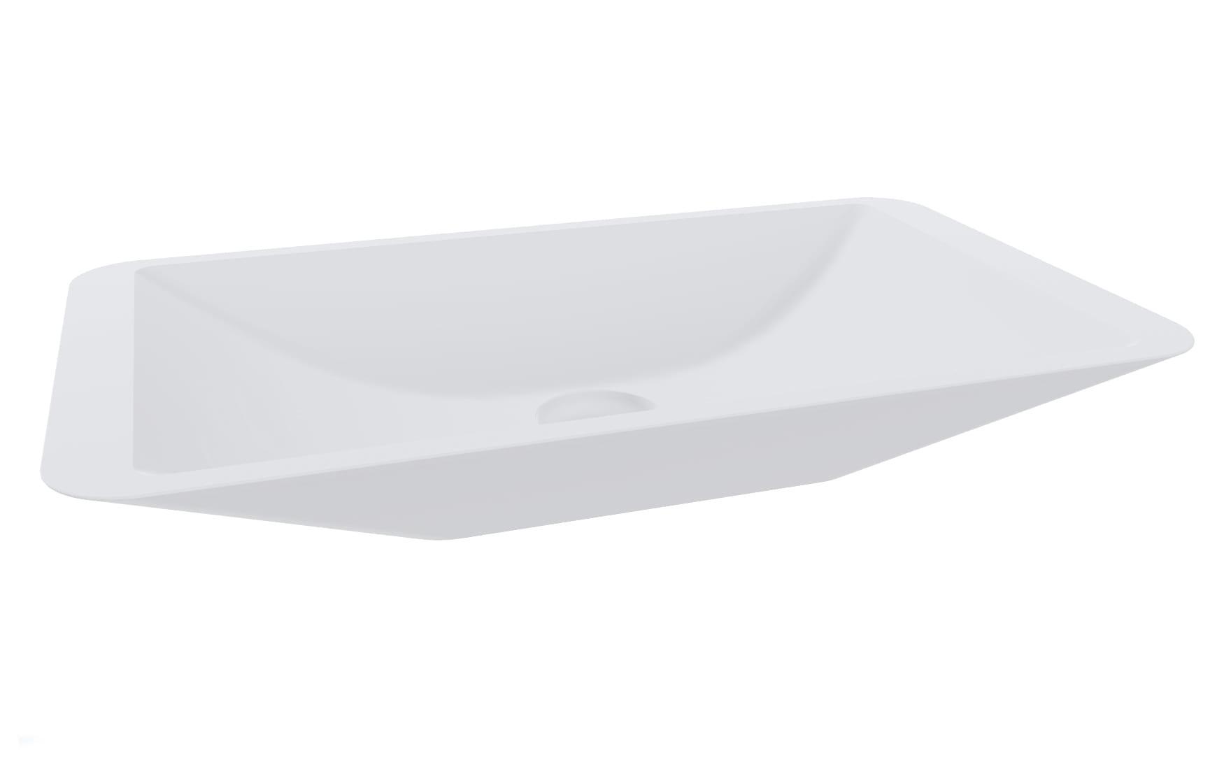 Раковина накладная на столешн. прямоуг. 575х350хh90мм, без отв.д/смес, без перелива, литой камень S-Stone матовый цв.белый, Callista 03 ZZ