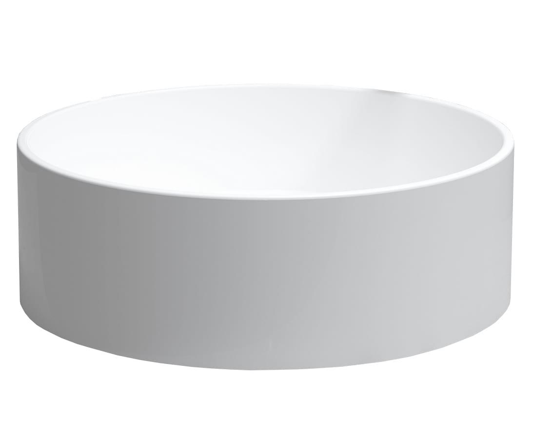 Раковина накладная круглая 450х450х150мм, без отв.д/смесителя, перелива, без донного клапана, (литой камень S-Sense глянец цв.белый), Armonia 02 ZZ