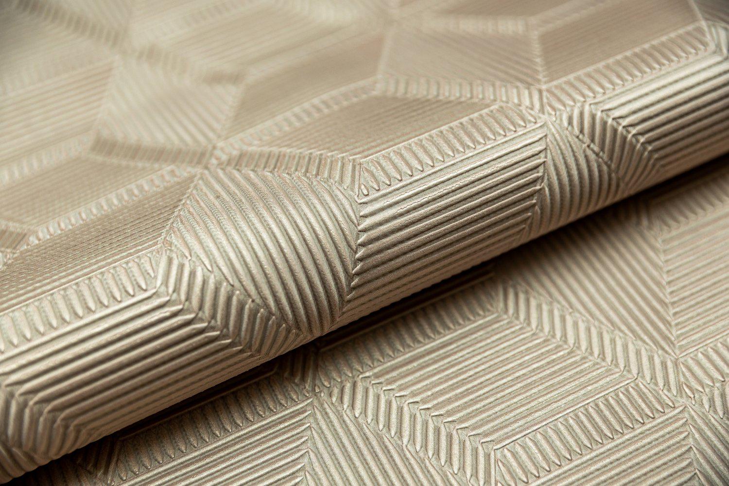 Обои виниловые Геометрия, мотив, бежевое золото ZZ